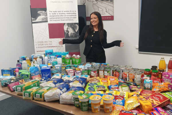 Lacey with some of the food collected